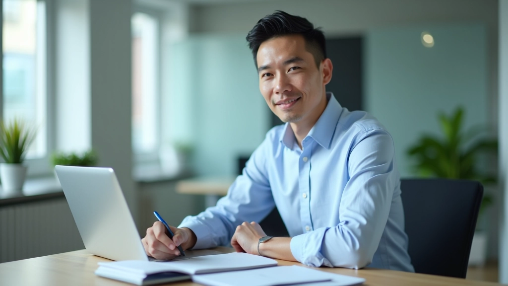 Manager working at organized desk with structured task lists and calendar visible