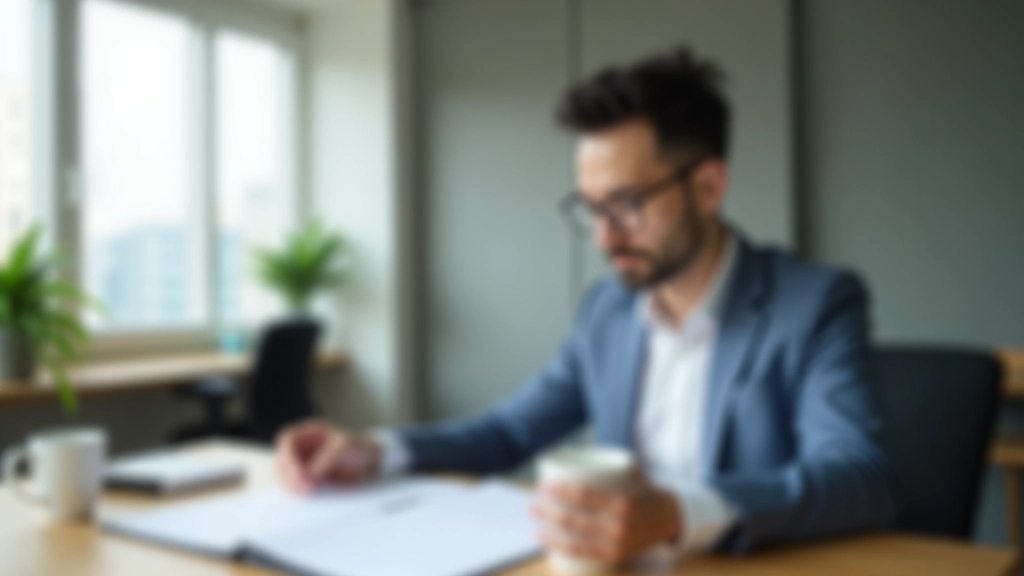 Manager reviewing calendar and task list at desk with coffee and notebook