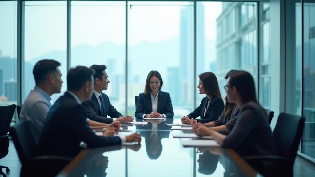 Professional team collaborating in a modern Hong Kong office workspace